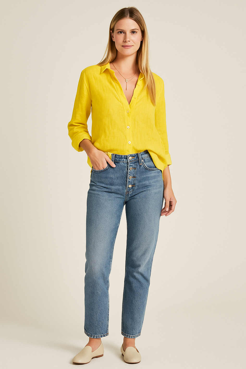 Cotton Linen Button Up Shirt