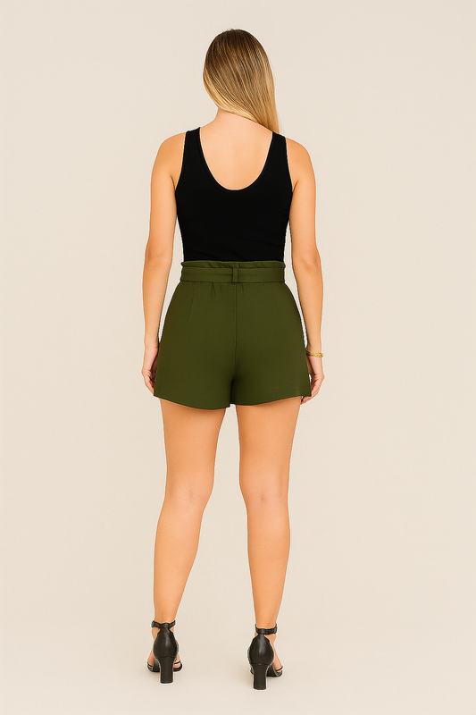 Belted High-Waist Relaxed Fit Shorts – Lightweight & Breathable
