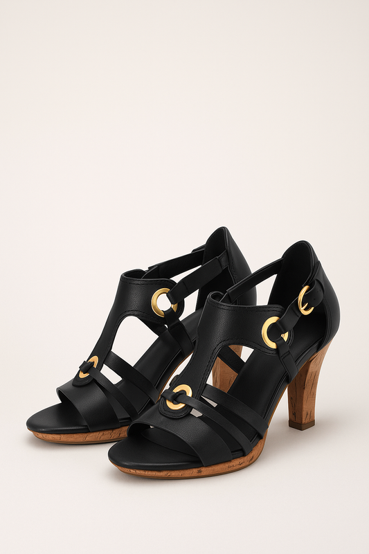 Strappy Block Heel Sandals – Sleek Minimal Design