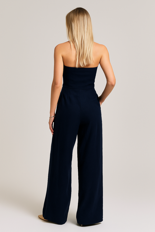 Tailored Sleeveless Jumpsuit in Soft Fabric