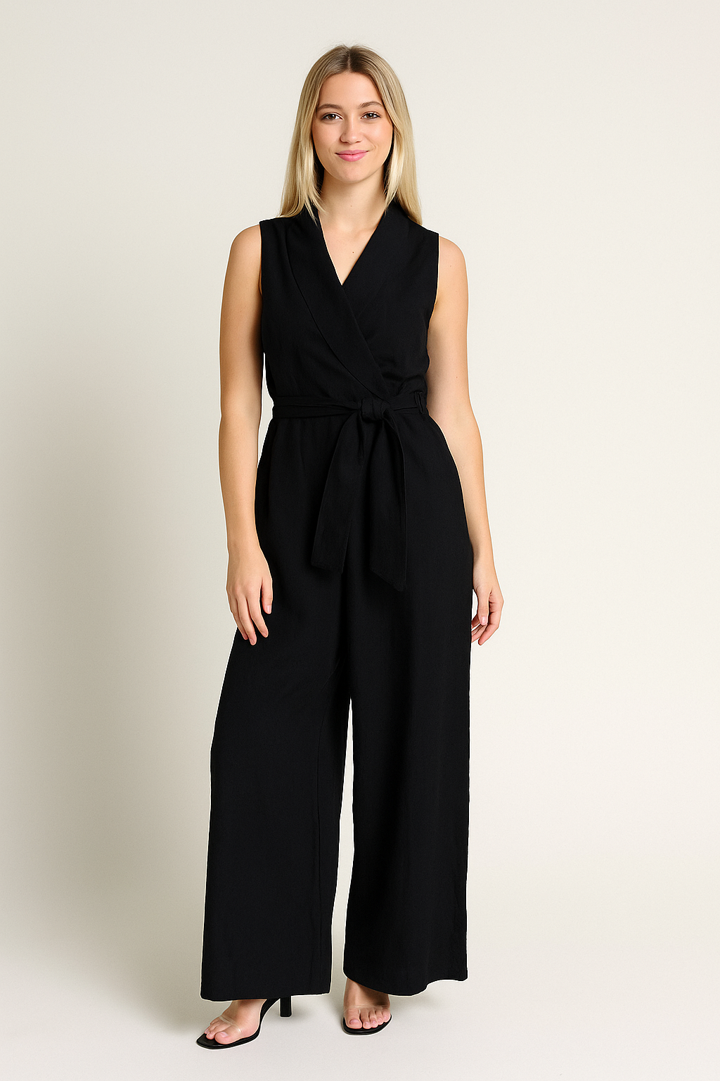 Elegant Wrap Jumpsuit with Belted Waist