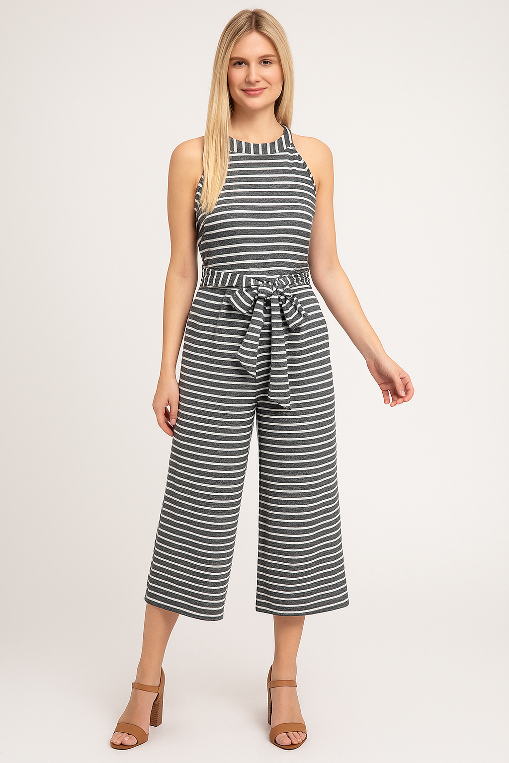 Striped Jumpsuit – Cotton Blend, Flattering Fit