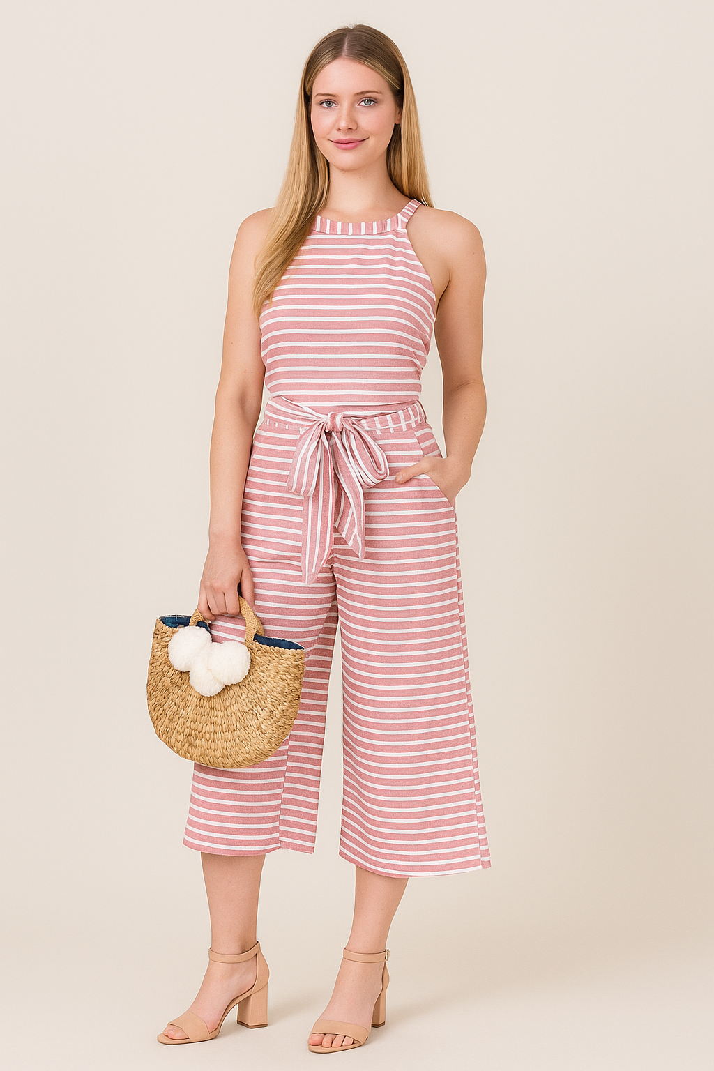 Striped Jumpsuit – Cotton Blend, Flattering Fit