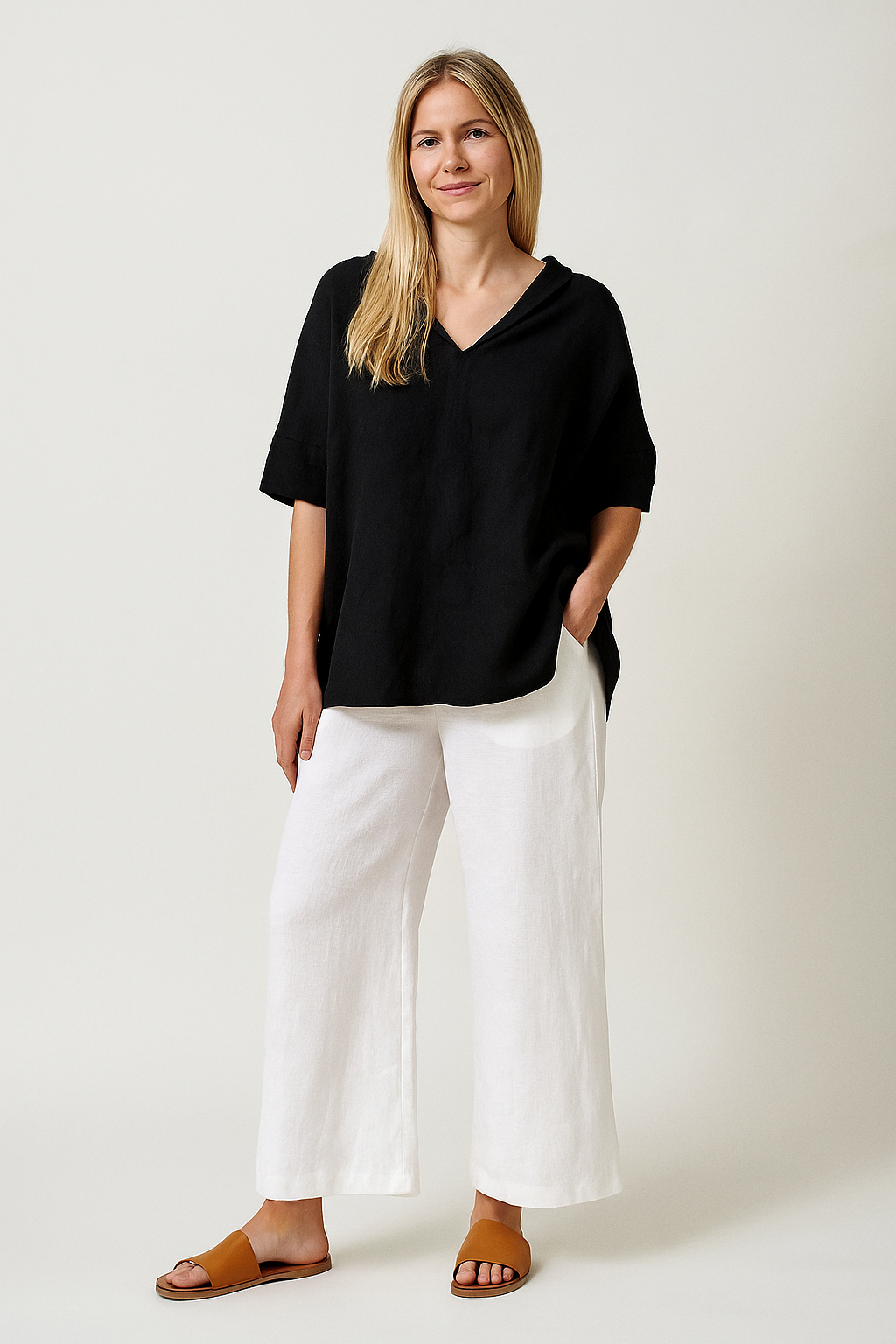 Casual Linen Shirt V Neck