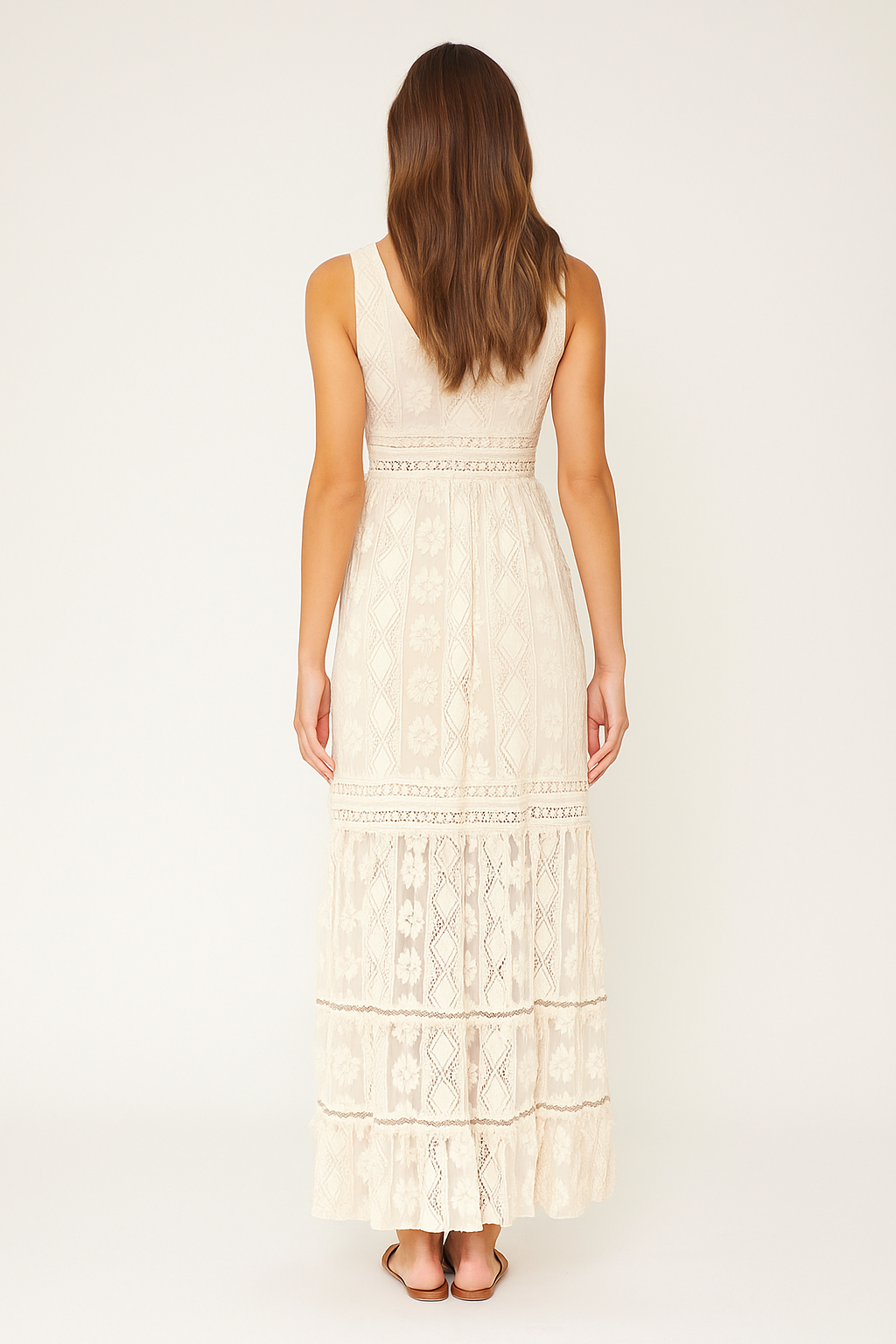 Boho-Style Midi Dress – V-Neck, Lined, Lightweight Design