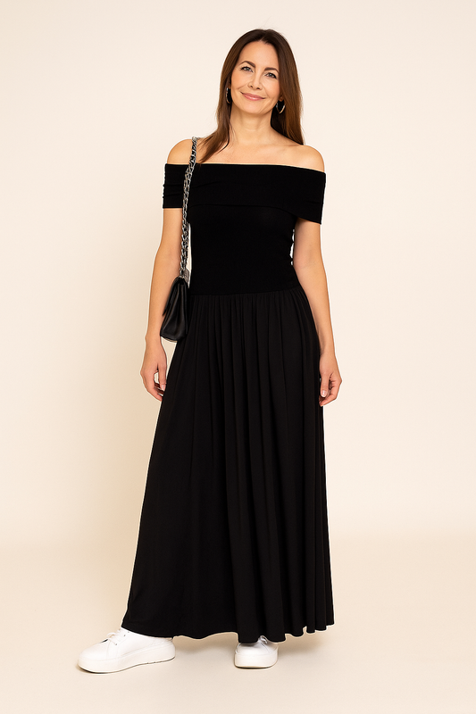 Off-Shoulder Maxi Dress – Slim Fit, Strapless Silhouette