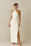 Crisscross Halter Maxi Dress – Cutout Detail, Slit Hem