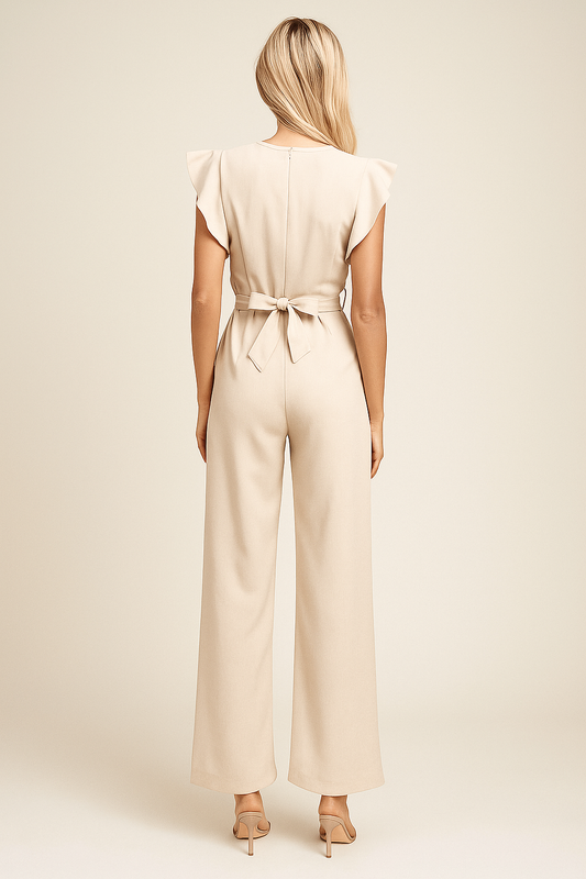 Belted Short Sleeve Jumpsuit – Wide-Leg Fit, Lightweight Design