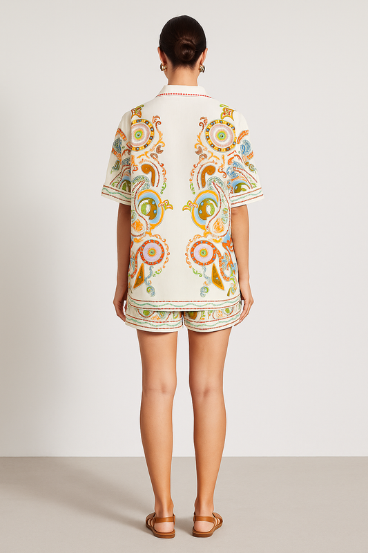 Printed Polo Shorts Set – Half Sleeve Shirt & Shorts