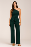 One Shoulder Jumpsuit Tie Waist