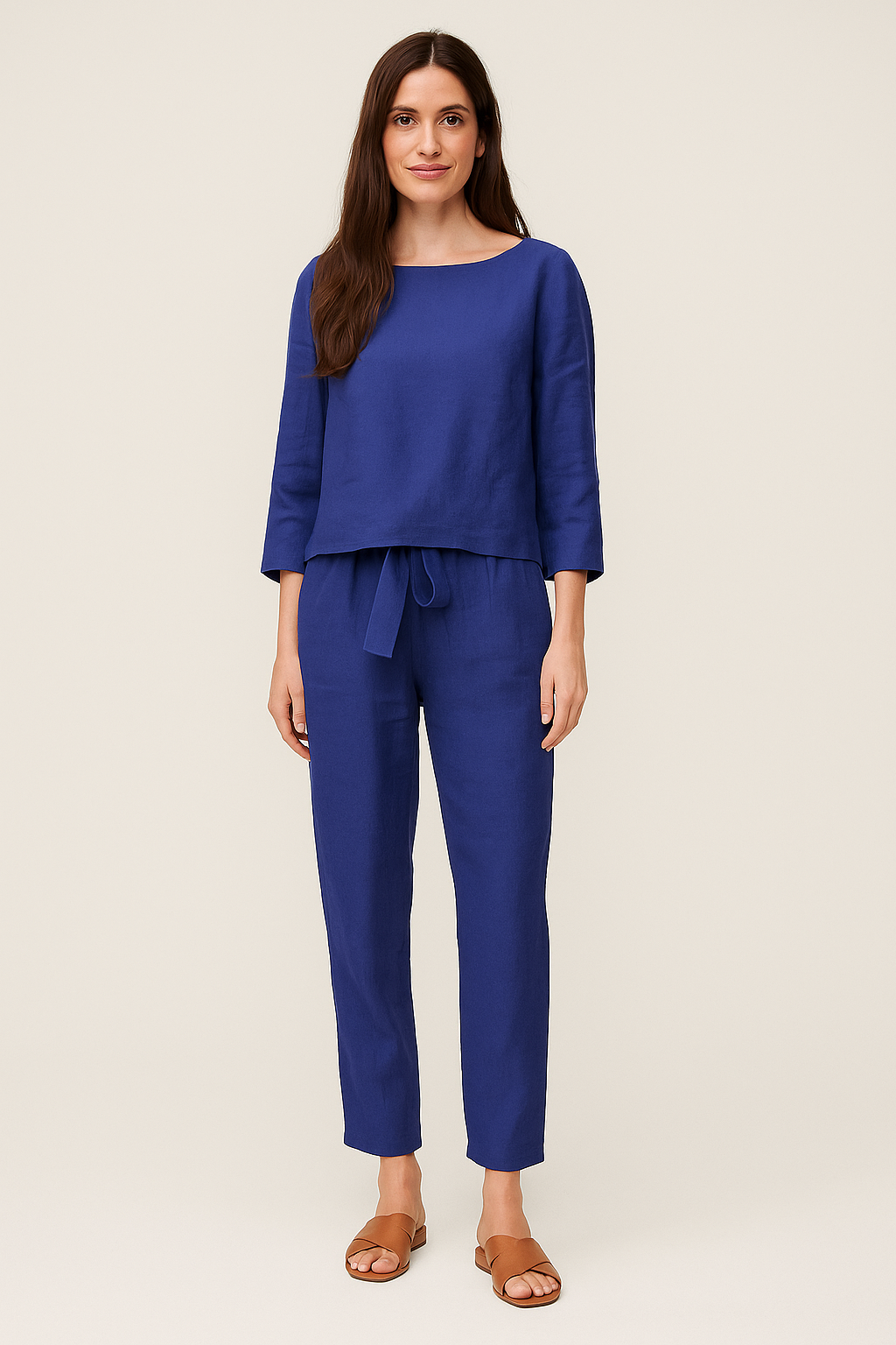 Long Sleeve Linen Blend Set – Slim-Fit Shirt & Pencil Pants