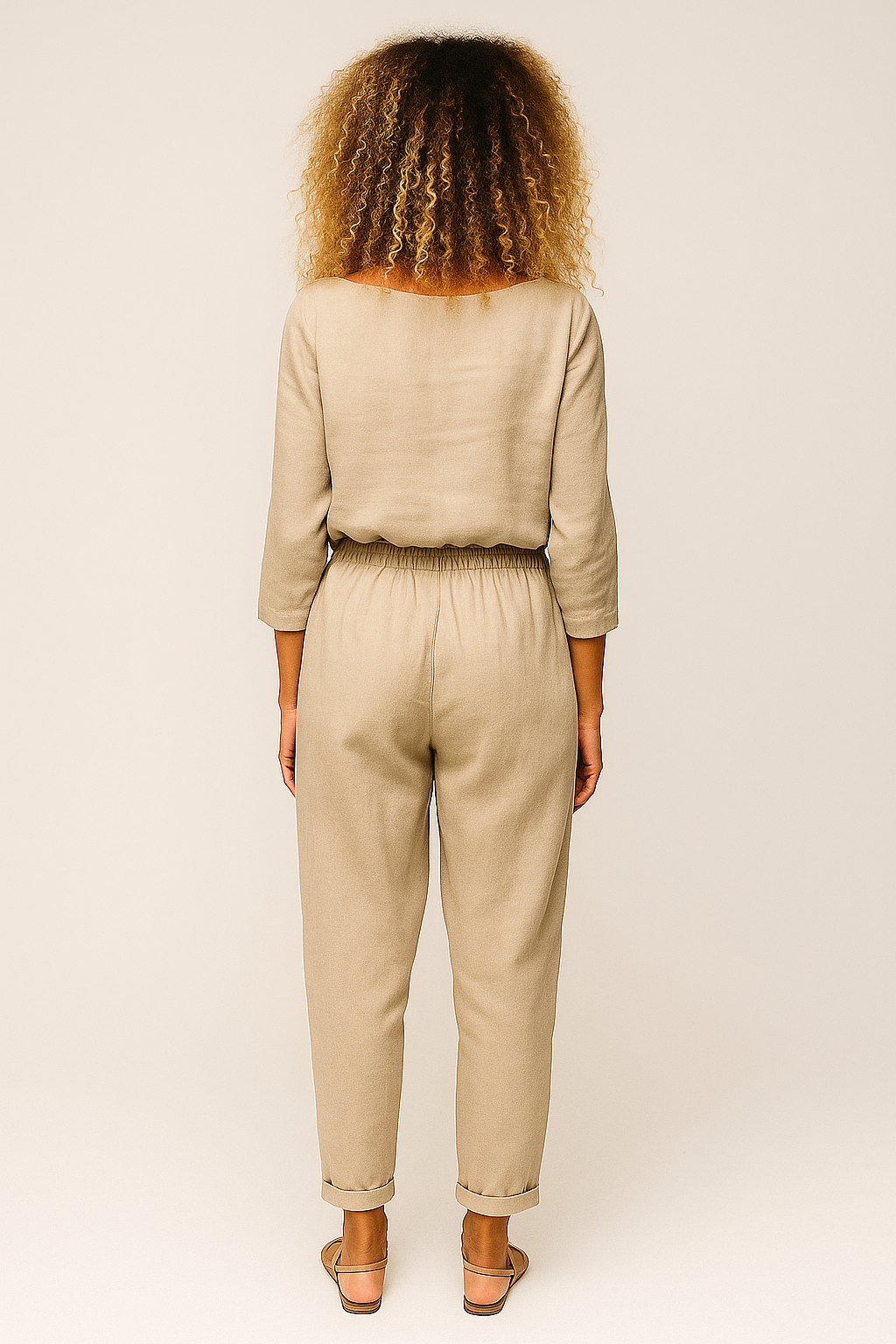 Long Sleeve Linen Blend Set – Slim-Fit Shirt & Pencil Pants
