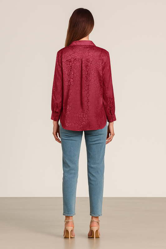 Satin Leopard Print Blouse – Tailored Fit, Silky Finish