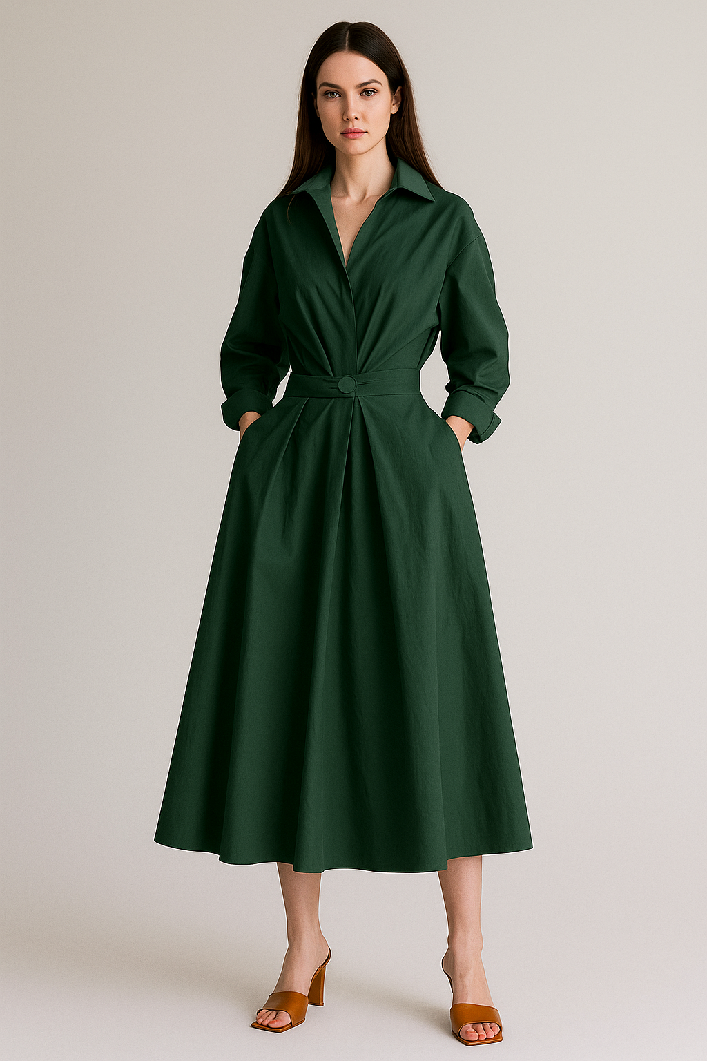Vintage-Inspired A-Line Dress – Lightweight Fabric, Flattering Waistline