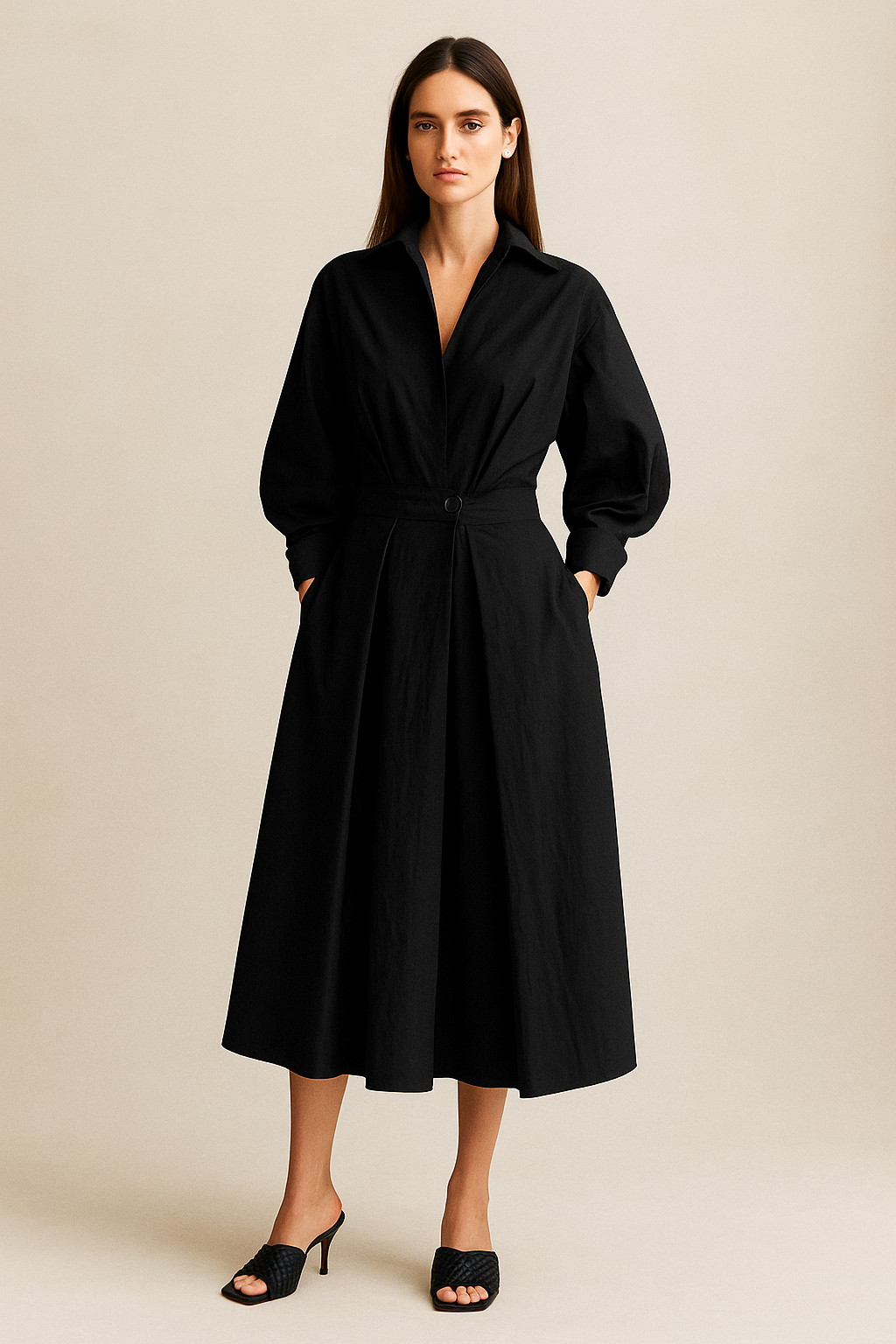 Vintage-Inspired A-Line Dress – Lightweight Fabric, Flattering Waistline