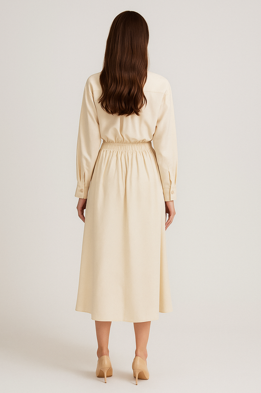 Vintage-Inspired A-Line Dress – Lightweight Fabric, Flattering Waistline