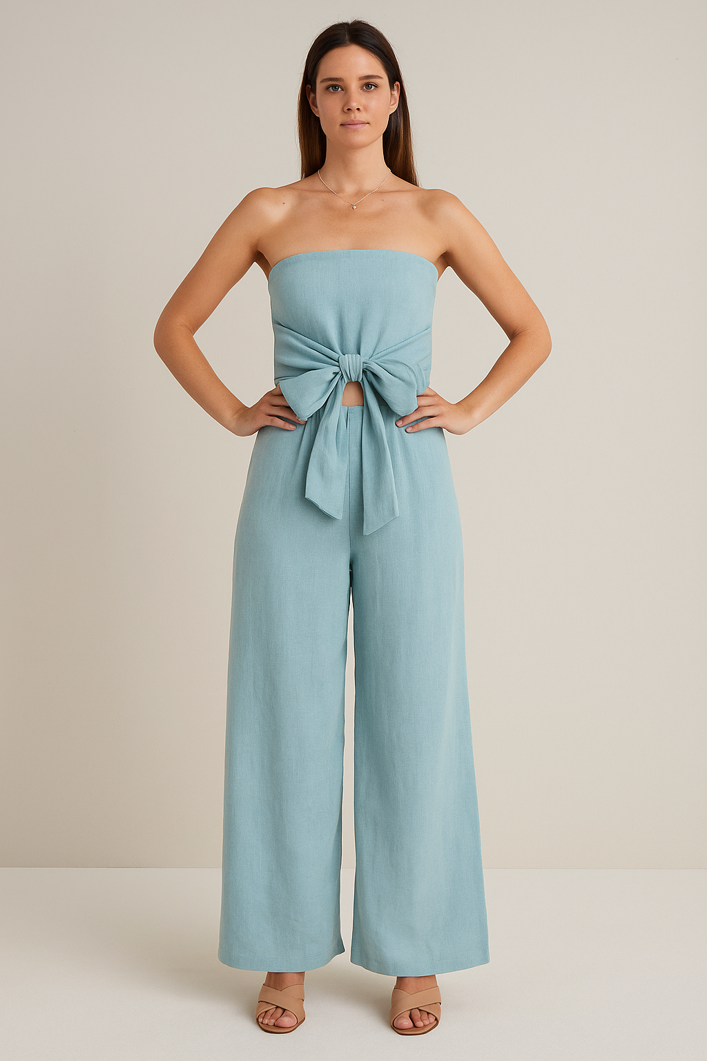 Strapless Jumpsuit with Elastic Waist – Relaxed Fit, Effortless Style