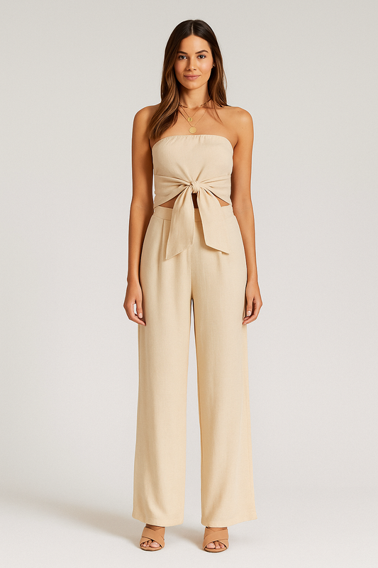 Strapless Jumpsuit with Elastic Waist – Relaxed Fit, Effortless Style