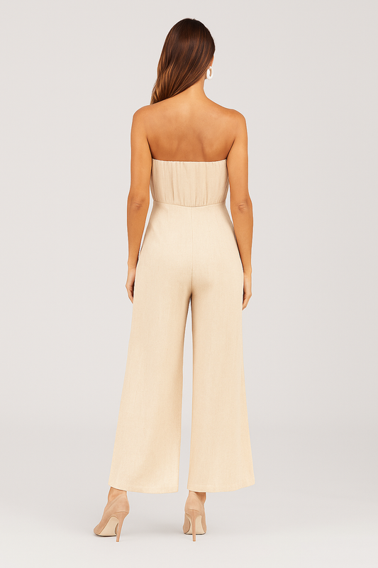 Strapless Jumpsuit with Elastic Waist – Relaxed Fit, Effortless Style