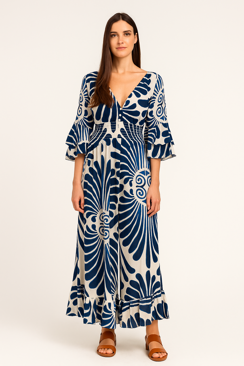Floral Ruffle Jumpsuit – Vintage-Inspired Style in Lightweight Fabric
