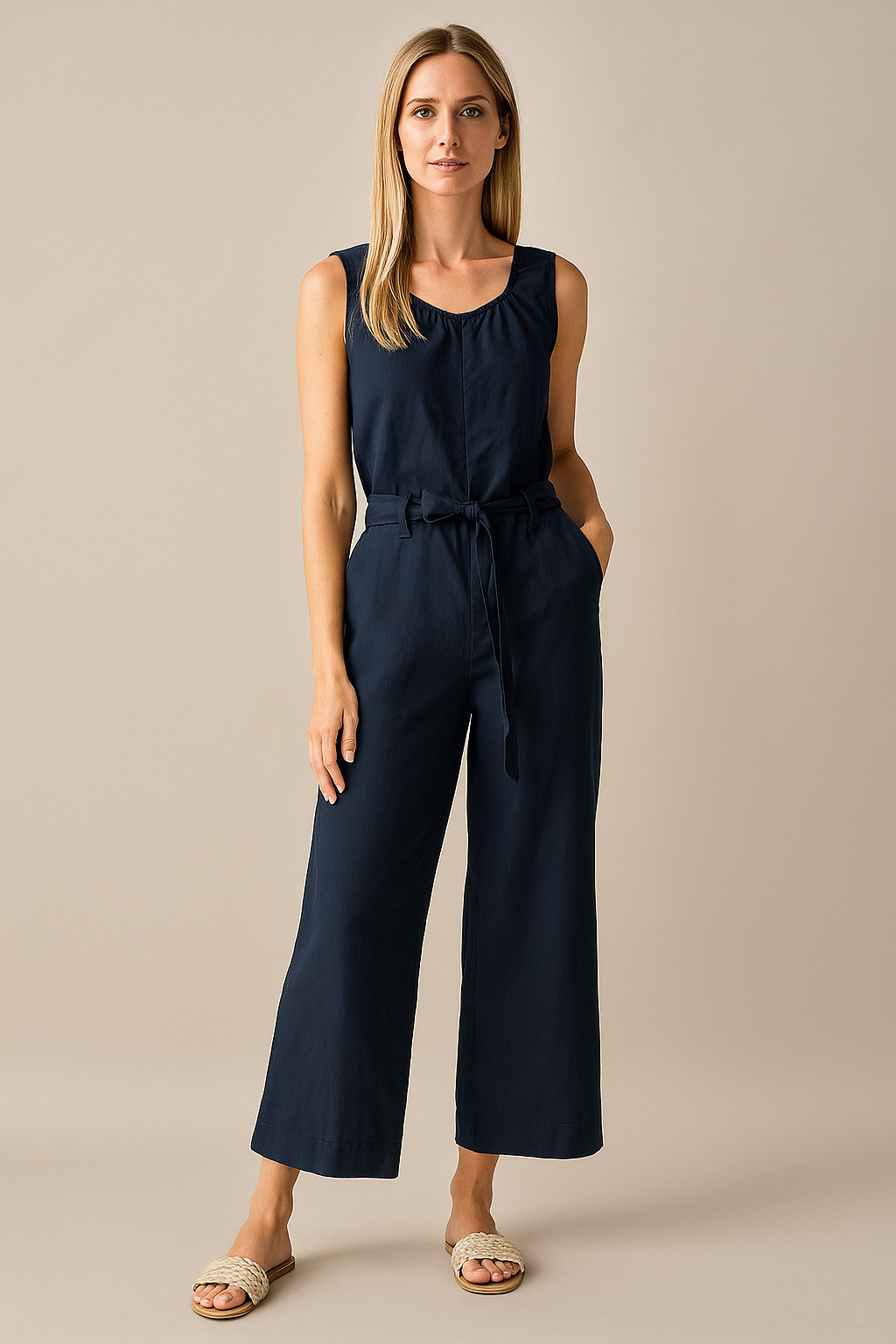 Relaxed Fit Wide-Leg Jumpsuit – Solid Color One-Piece for Everyday Wear