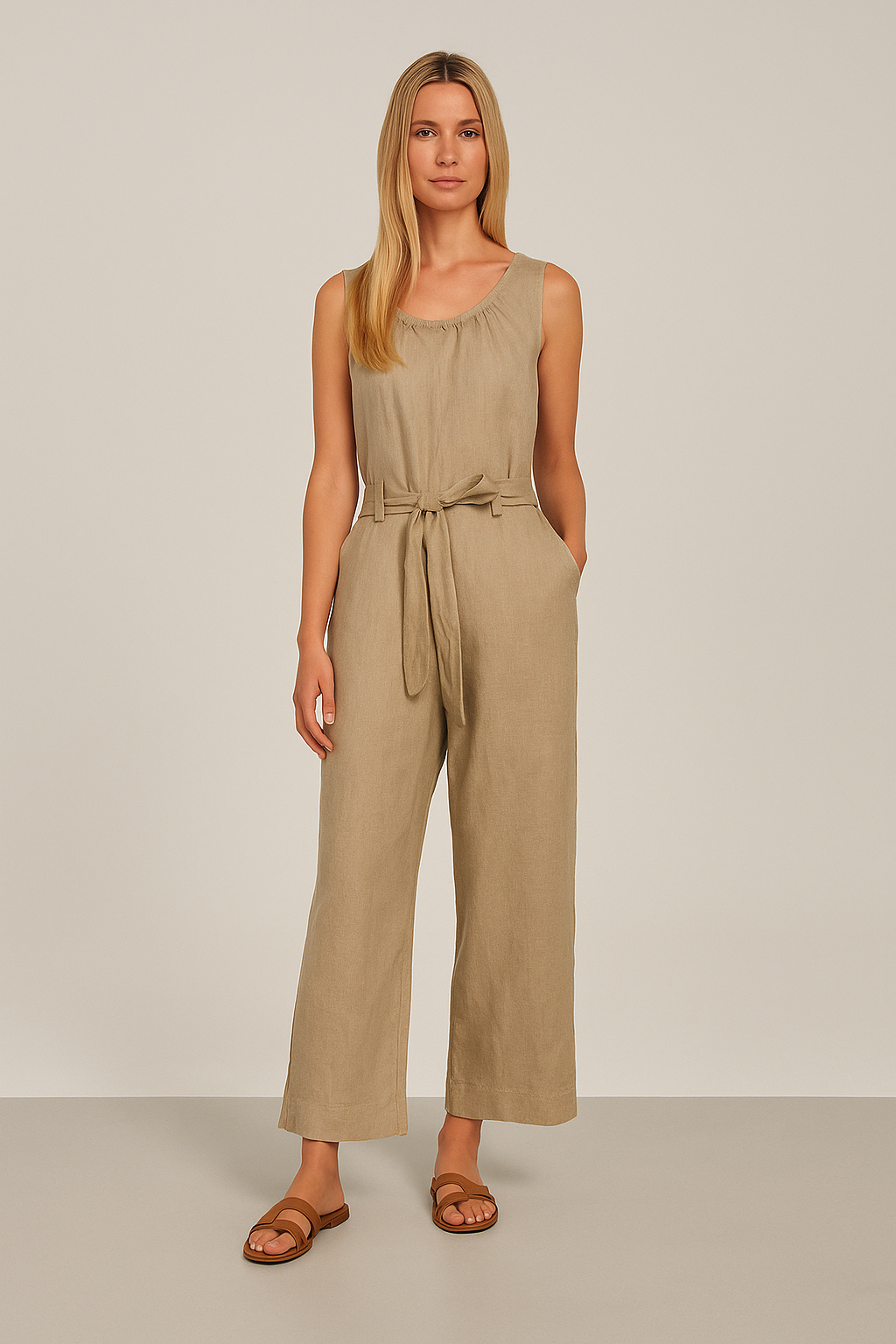 Relaxed Fit Wide-Leg Jumpsuit – Solid Color One-Piece for Everyday Wear