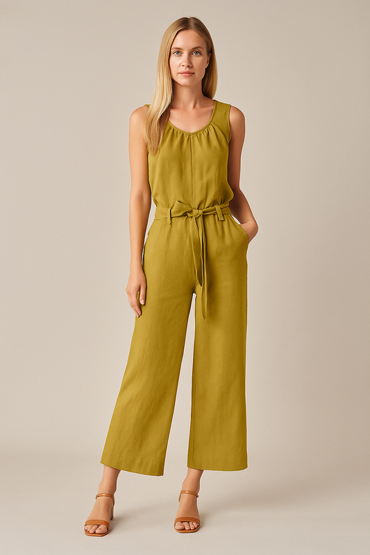 Relaxed Fit Wide-Leg Jumpsuit – Solid Color One-Piece for Everyday Wear