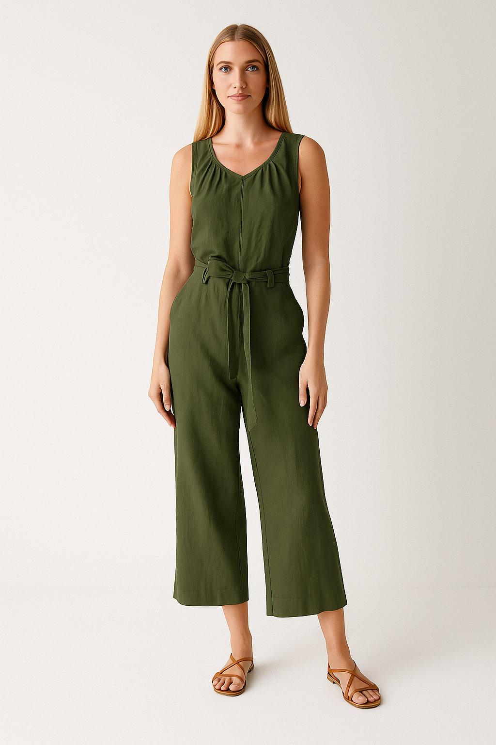 Relaxed Fit Wide-Leg Jumpsuit – Solid Color One-Piece for Everyday Wear