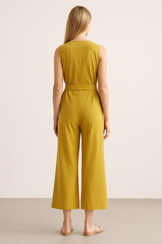 Relaxed Fit Wide-Leg Jumpsuit – Solid Color One-Piece for Everyday Wear