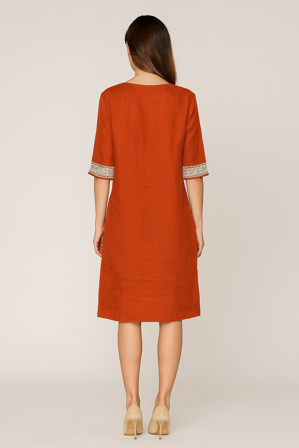 Lightweight V-Neck Dress with Lace Detailing – Breezy Elegance