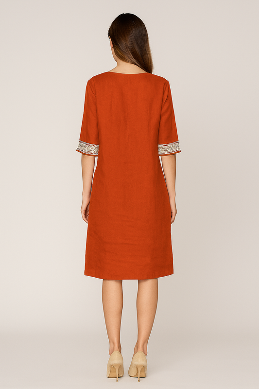 Lightweight V-Neck Dress with Lace Detailing – Breezy Elegance