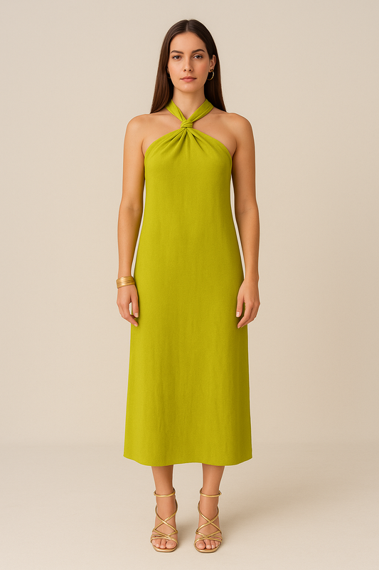 Cross Halter Split Maxi Dress – Sleek & Elegant Silhouette