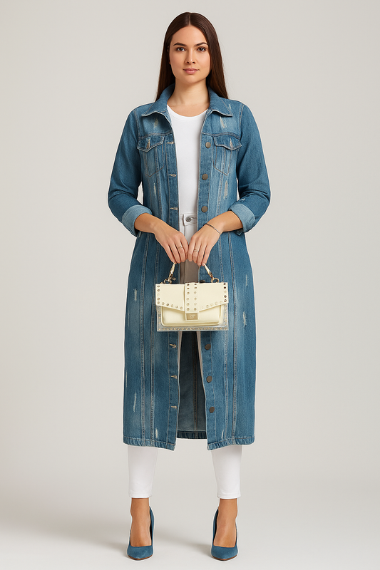 Denim Trenchcoat – Longline Silhouette – Everyday Smart-Casual Essential