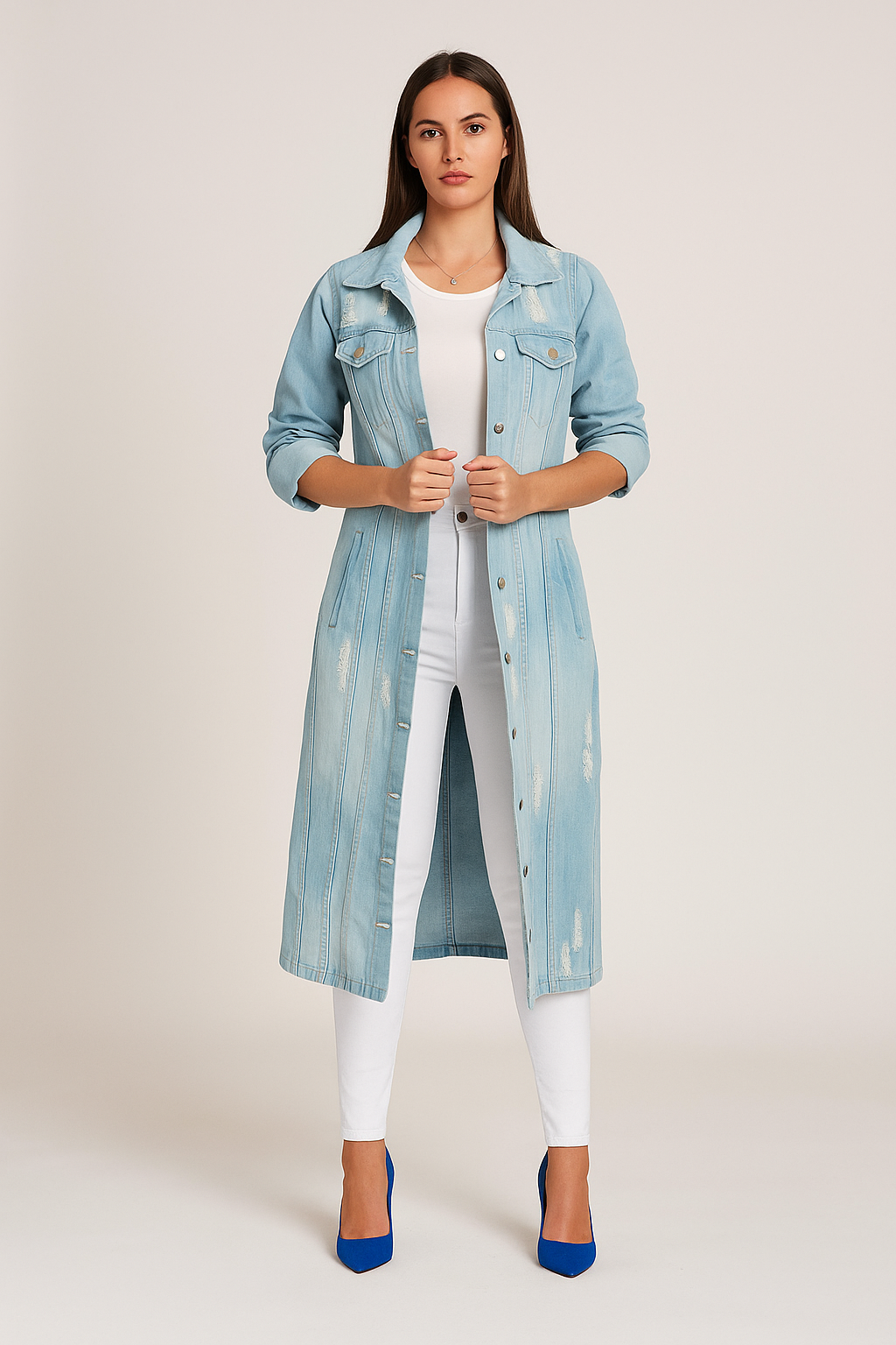 Denim Trenchcoat – Longline Silhouette – Everyday Smart-Casual Essential