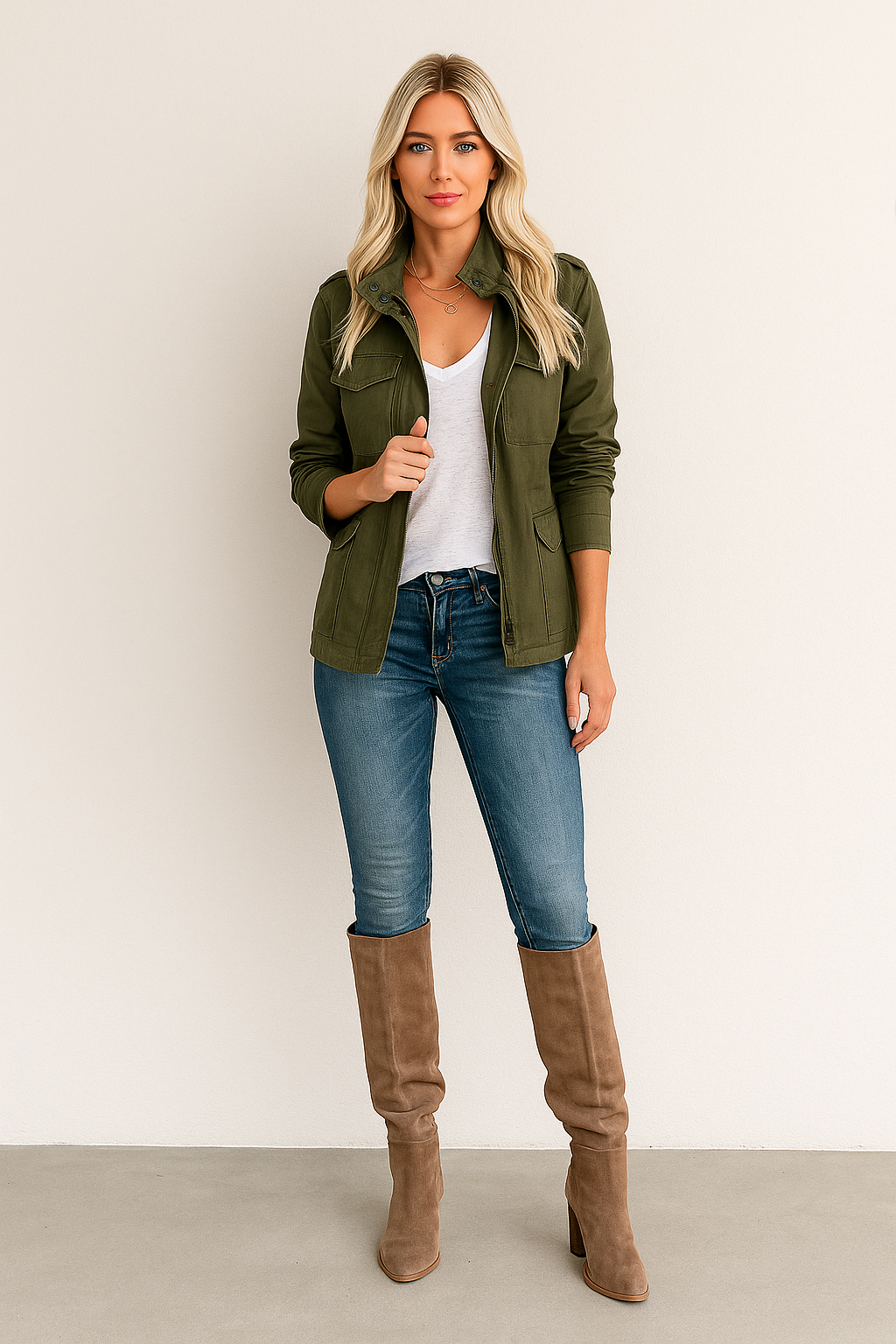 Women’s Utility Cargo Jacket – Relaxed Fit – Multi-Pocket – Everyday Outdoor Essential