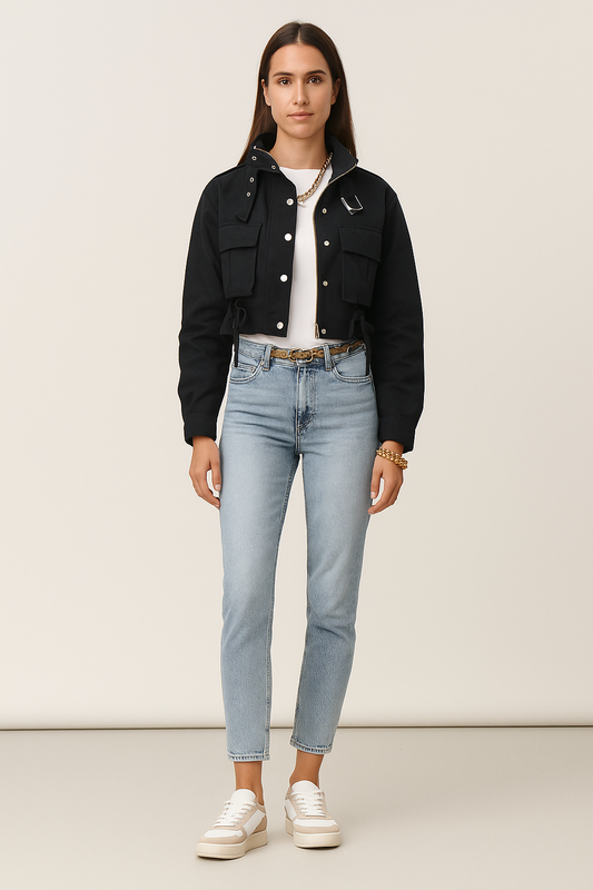 Women’s Utility Jacket – Flap Pockets & Drawstring Hem