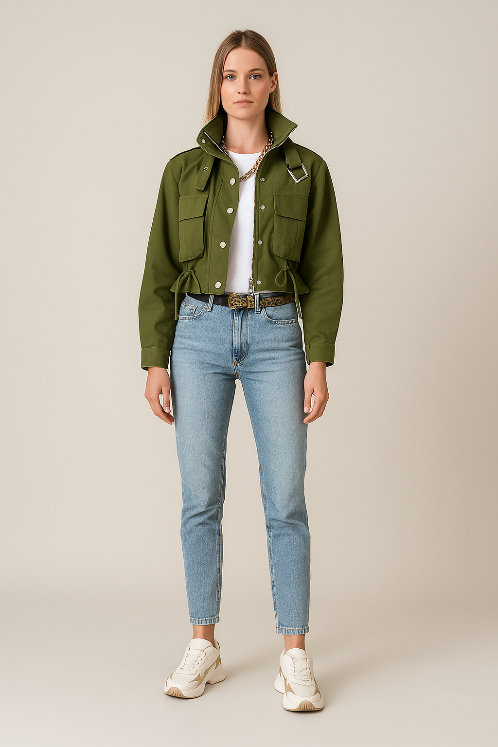 Women’s Utility Jacket with Flap and Drawstring