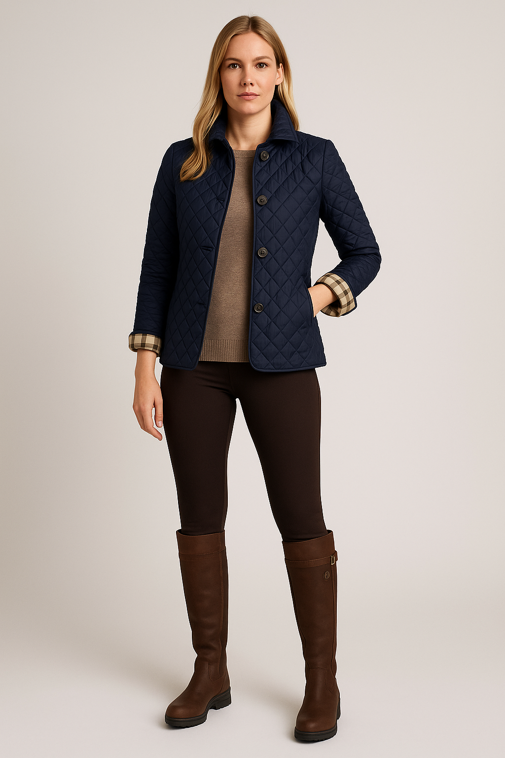 Light Quilted Coat with Button Front