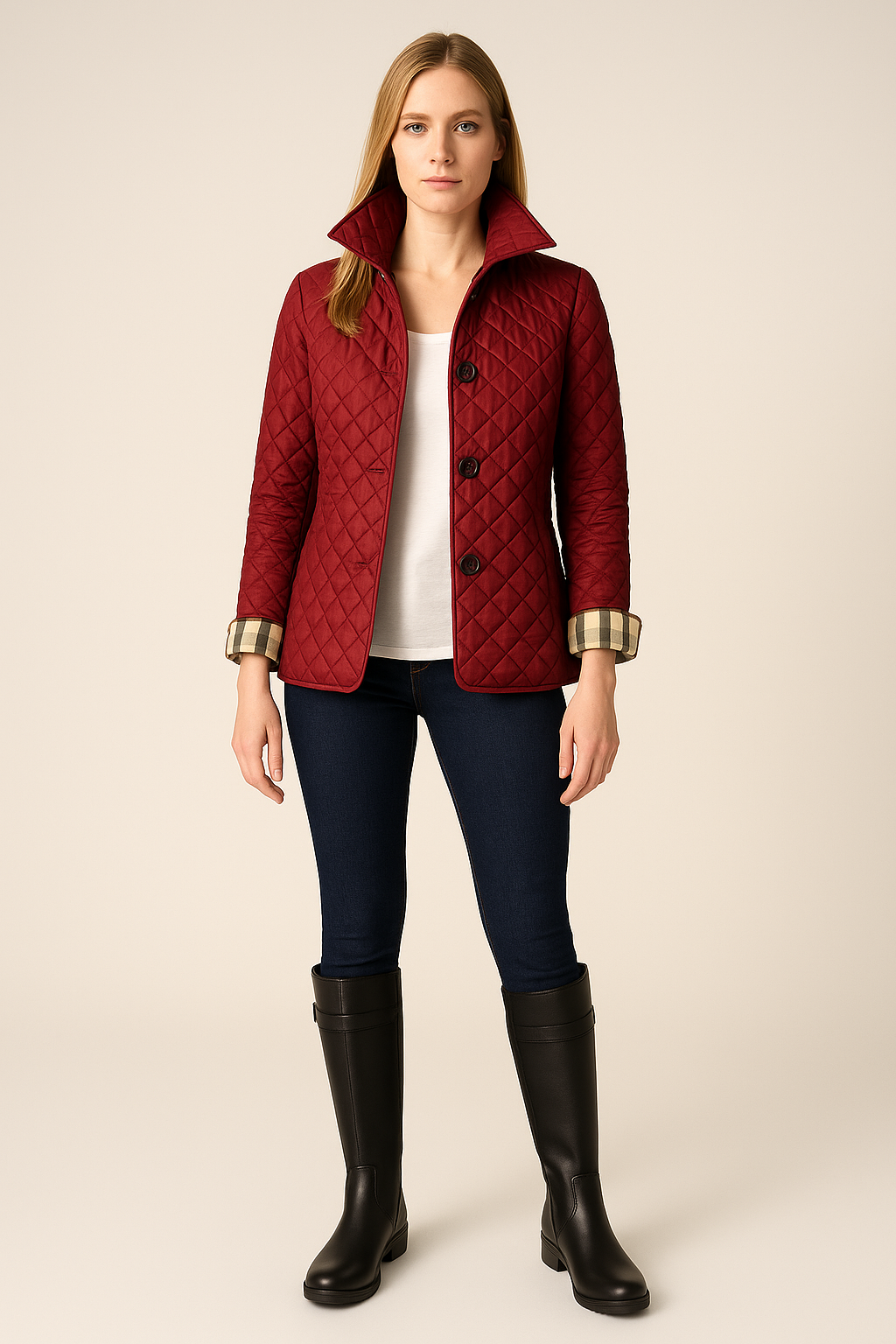 Light Quilted Coat with Button Front