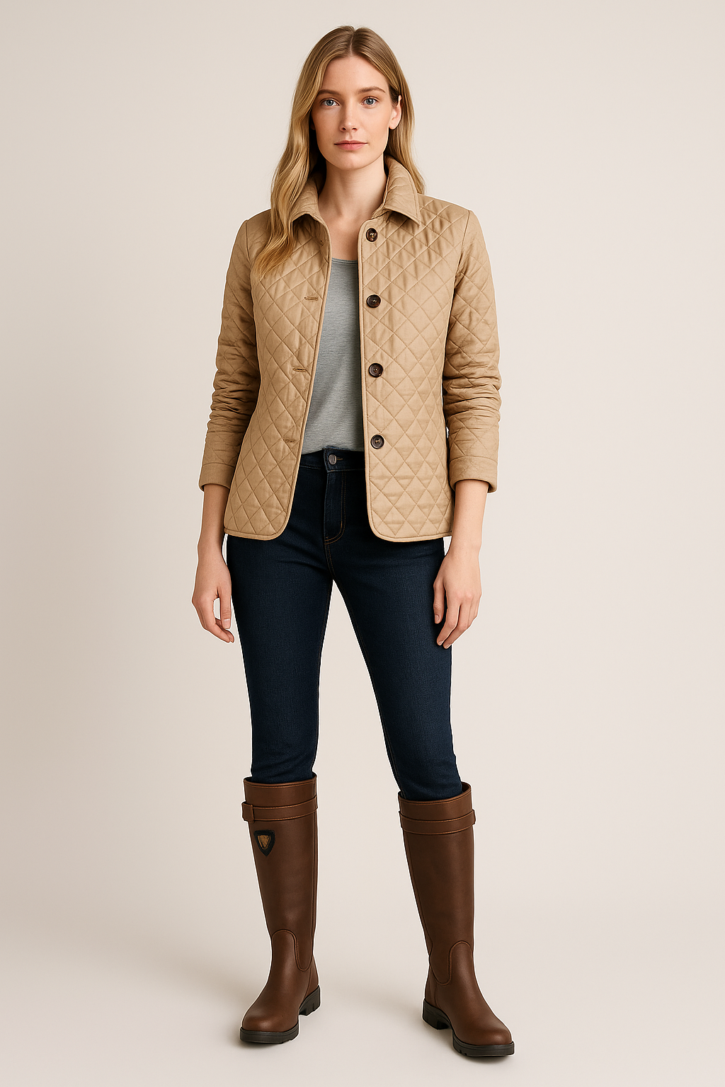 Light Quilted Coat with Button Front