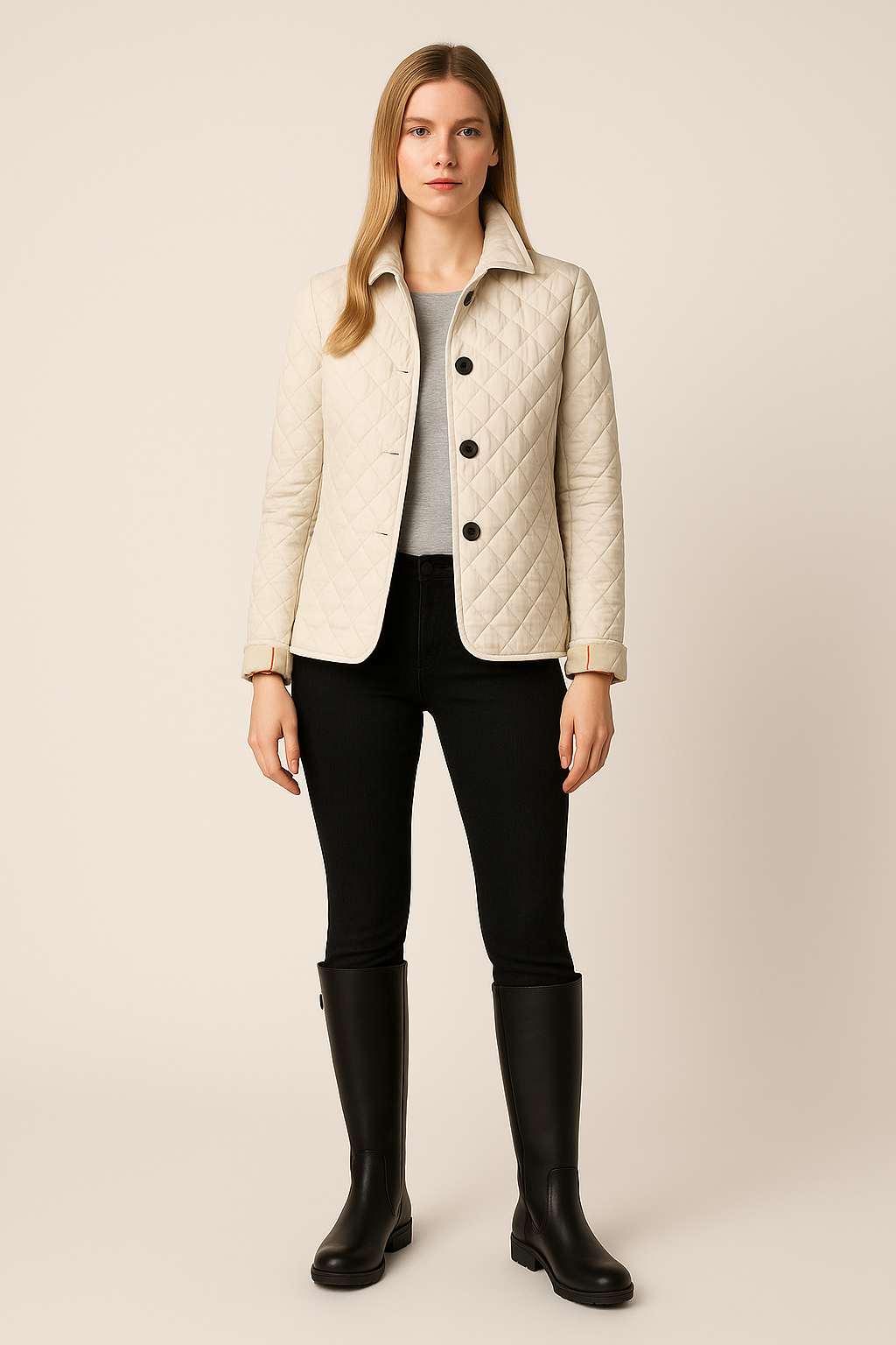 Light Quilted Coat with Button Front