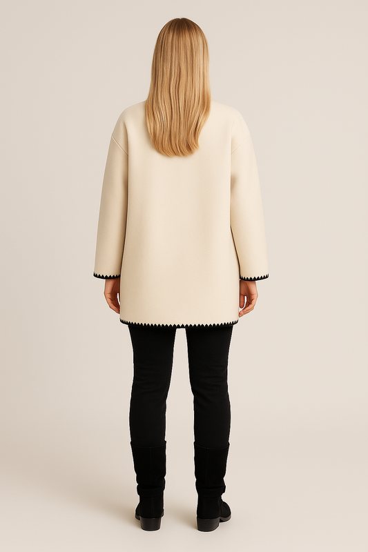 Knitted Cardigan – Oversized Fit – Open Front – Ribbed Trim – Patch Pockets