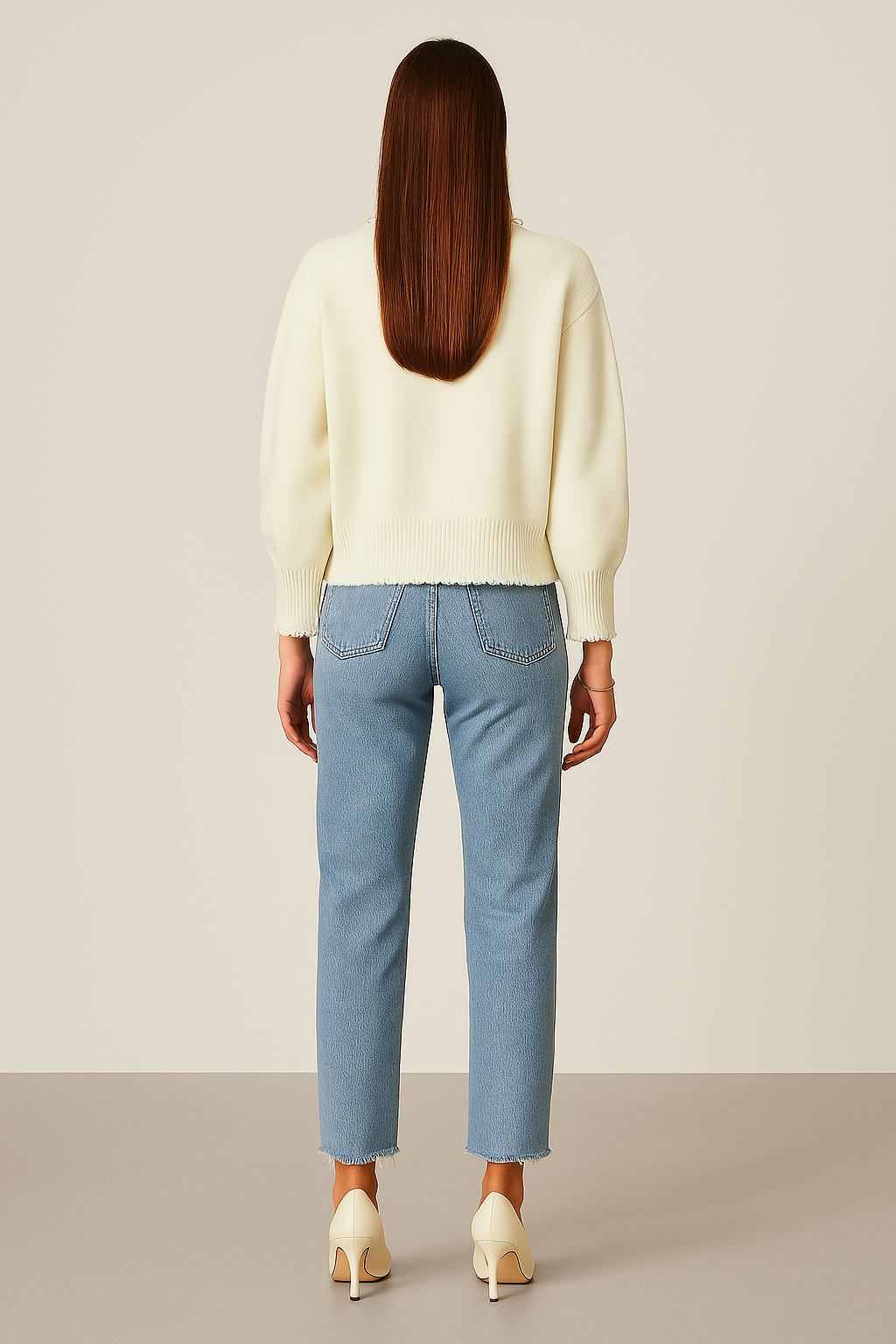 Pearl Trim Cardigan – Regular Fit – Ripped Hem – Knit Material