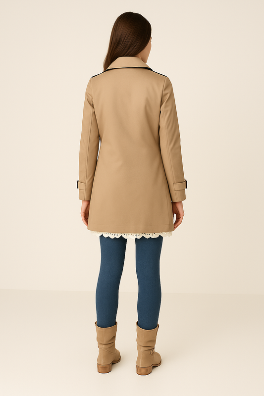 Women’s Trench Coat – Slim Fit – Double-Breasted – Knee Length