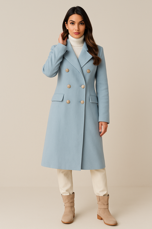 Lapel Collar Coat – Double-Breasted – Fitted