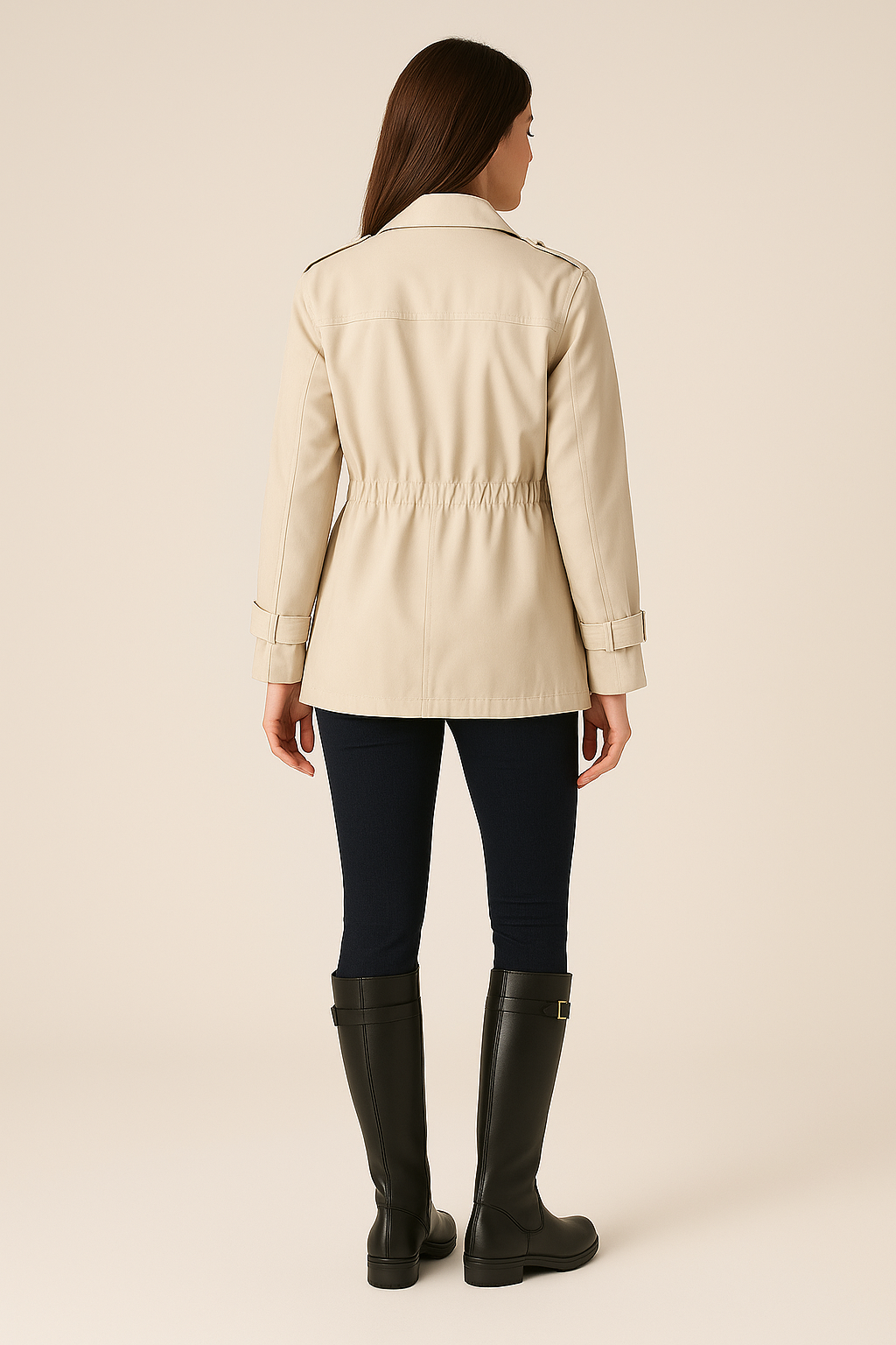 Women’s Jacket – Relaxed Fit – Zipper Front – Adjustable Waist
