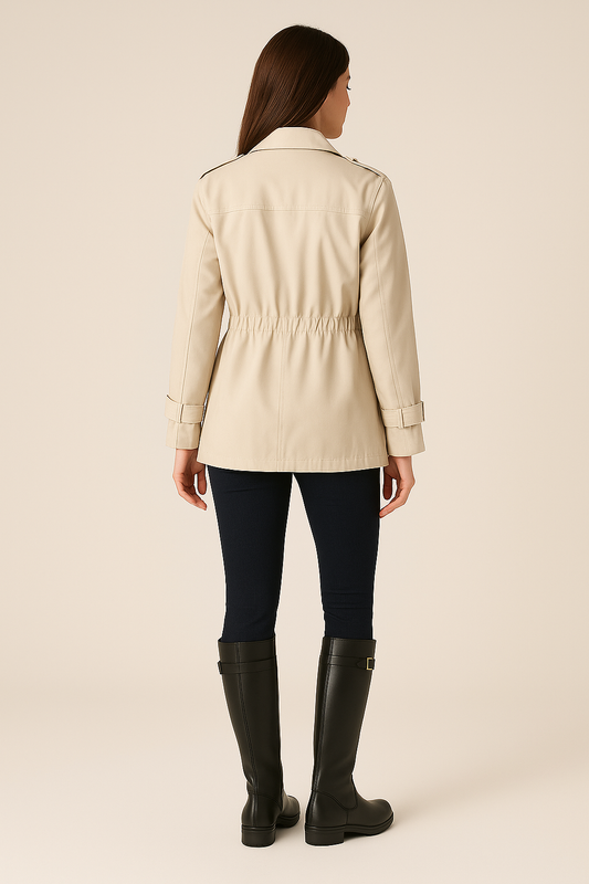 Women’s Jacket – Relaxed Fit – Zipper Front – Adjustable Waist