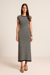 Knit Dress Regular Fit Maxi Contrast Binding