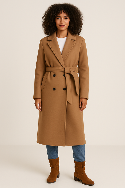 Overcoat – Relaxed Fit – Belted – Double-Breasted