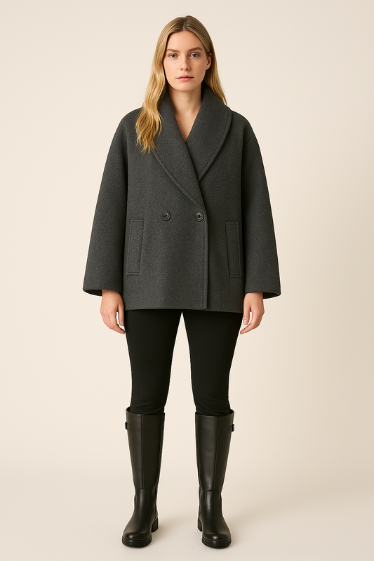 Wrap Coat – Oversized Fit – Shawl Collar – Double-Breasted